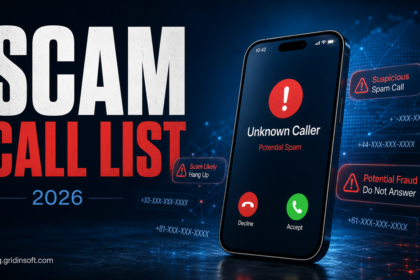 Scam call list 2026 warning on smartphone with suspicious caller ID.