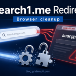 Search1.me redirect shown as browser searches being pulled toward a suspicious fake search page.