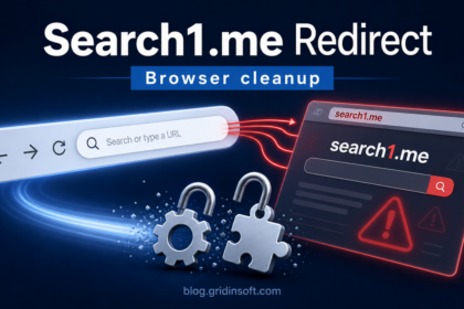 Search1.me redirect shown as browser searches being pulled toward a suspicious fake search page.