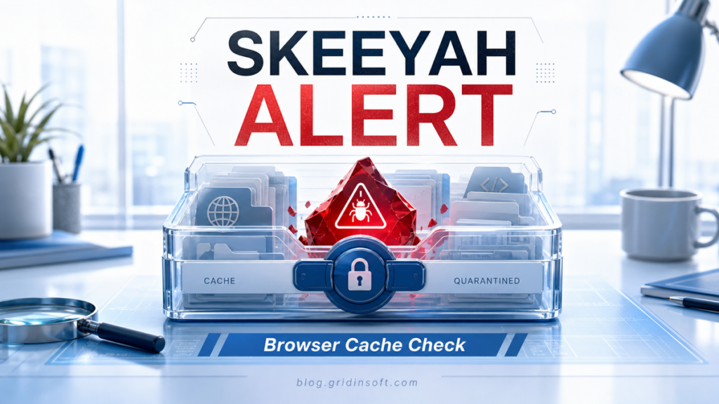 Skeeyah.A!rfn Defender alert shown as a quarantined browser cache threat.
