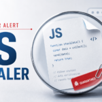JS stealer Defender alert with quarantined JavaScript file under a magnifying glass