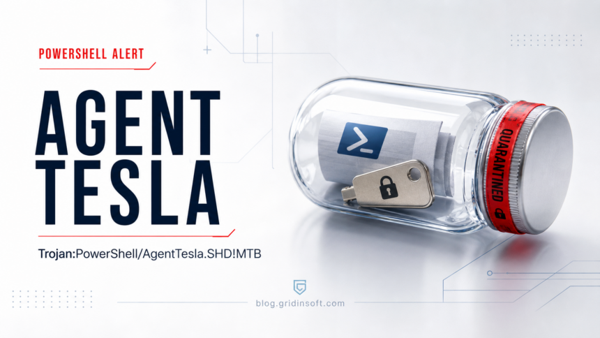 AgentTesla PowerShell alert evidence capsule with credential key