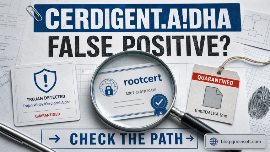 Trojan:Win32/Cerdigent.A!dha false positive Defender detection guide