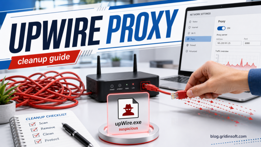 upWire.exe Trojan.Proxy 1 upWire.exe Trojan.Proxy cleanup guide showing proxy traffic being disconnected