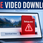 Fake video downloader page offering a Setup.exe file instead of a safe video download