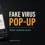 Fake virus alert pop-up on a phone browser