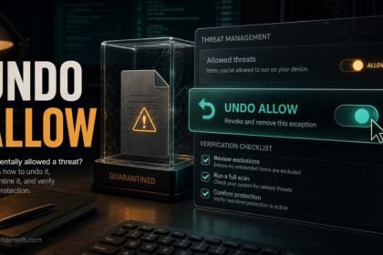 Undo Allow in Microsoft Defender with a quarantined suspicious file and verification checklist.