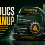 AlsulicsApplication cleanup poster showing a suspicious Windows service and browser extension caught for removal.