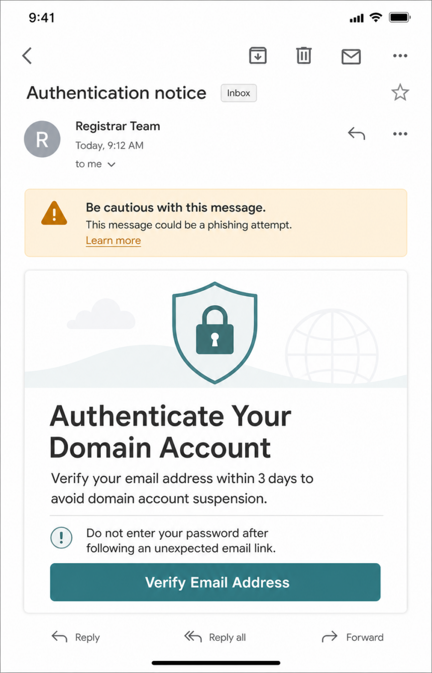 Authenticate Your Domain Account Email Scam: What to Do