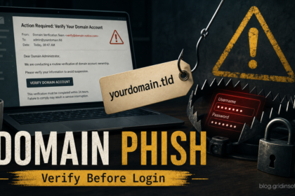 Fake domain account verification email pulling a domain owner toward a password trap.