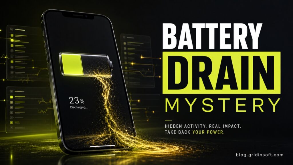Smartphone battery draining with hidden background activity.