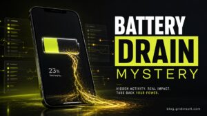 Smartphone battery draining with hidden background activity.