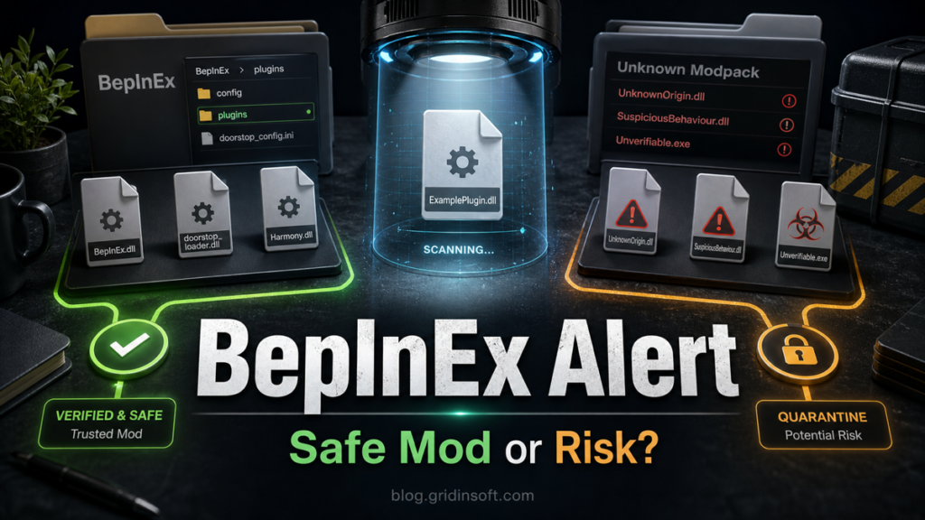 BepInEx safety check with verified mod files and risky unknown modpack warnings