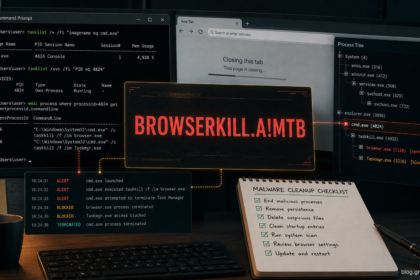 Behavior:Win32/BrowserKill.A!MTB cleanup poster with cmd.exe and process tree