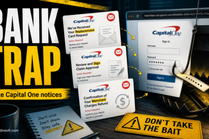 Capital One phishing emails leading to a fake bank login trap.