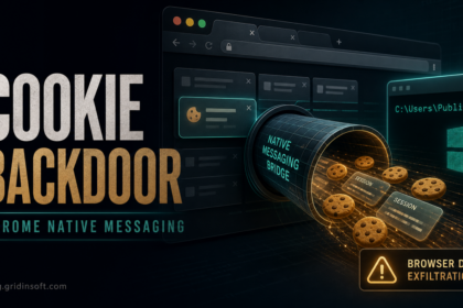 Chrome Native Messaging backdoor pulling browser session cookies through a bridge from Chrome into Windows.
