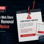 Fake Chrome Web Store copyright removal phishing notice targeting extension developers.