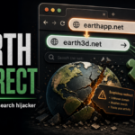 Earthapp.net and Earth3d.net browser redirect cleanup illustration.