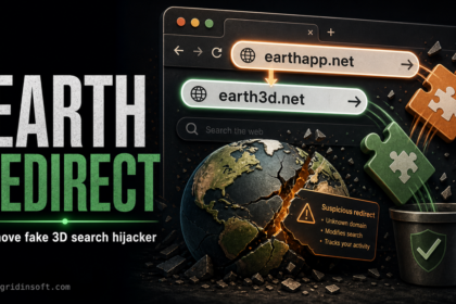 Earthapp.net and Earth3d.net browser redirect cleanup illustration.