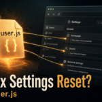 Firefox user.js file forcing browser homepage, search, and proxy settings to reset.