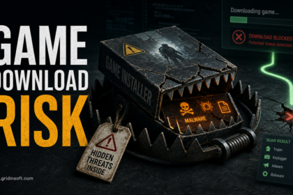 Suspicious game download package warning for Gogunlocked.com safety checks.