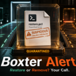 Heur.BZC.PZQ.Boxter Bitdefender alert restore or remove decision.
