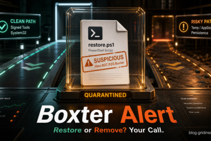Heur.BZC.PZQ.Boxter Bitdefender alert restore or remove decision.