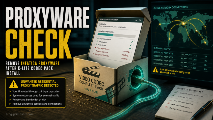 Windows proxyware check after a codec-pack installation.