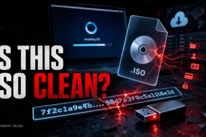 Suspicious ISO download warning asking Is This ISO Clean with a cracked checksum and malware theft trails.