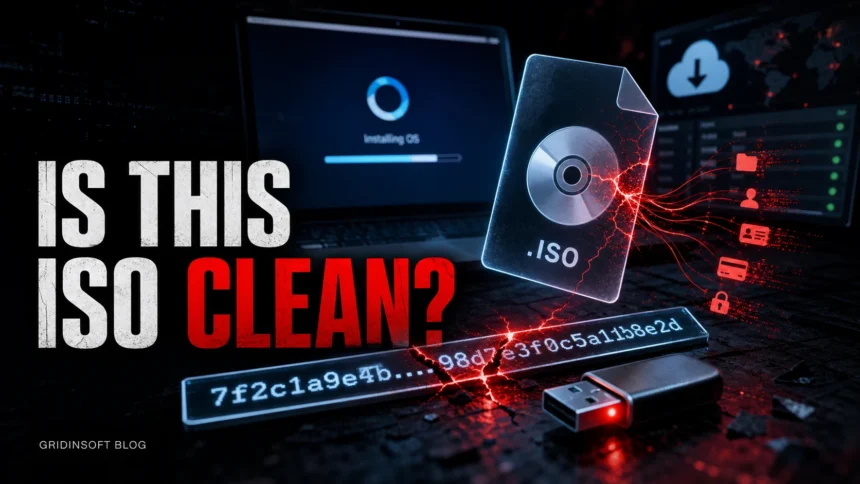 Are Leaked Operating Systems Safe? Windows ISO Risks in 2026 1 Suspicious ISO download warning asking Is This ISO Clean with a cracked checksum and malware theft trails.