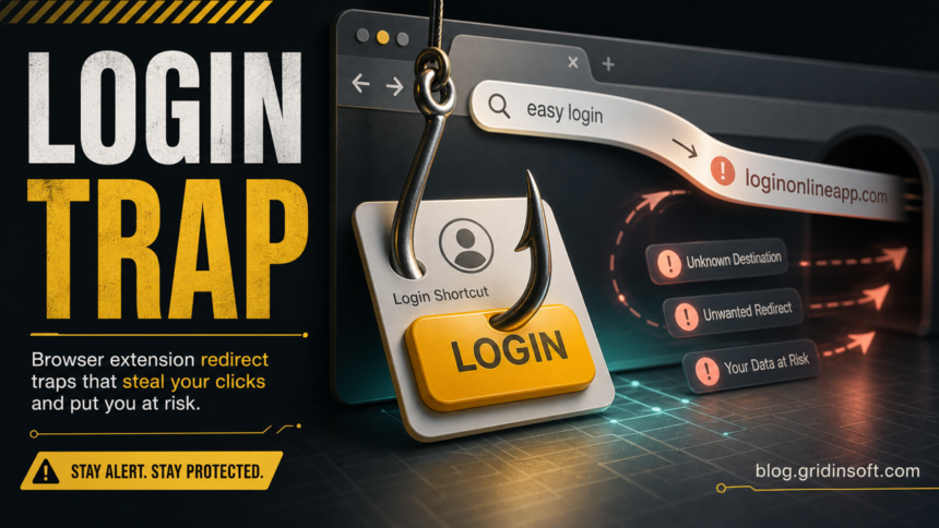 Browser login shortcut caught in a redirect trap for Loginonlineapp.com.