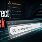Mobility-search.com redirect hijack shown in a browser search bar.