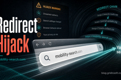 Mobility-search.com redirect hijack shown in a browser search bar.