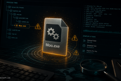 Moo.exe file being checked for suspicious startup and network behavior.