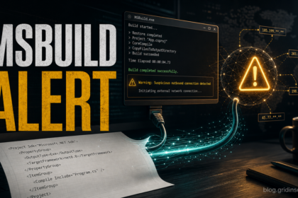 MSBuild.exe alert showing a suspicious outbound connection from a build tool.