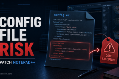 Notepad++ XML configuration file risk with a warning to patch the editor.