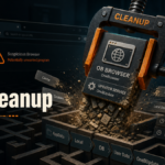 OneBrowser cleanup scene showing OB Browser leftovers and updater service debris being removed.