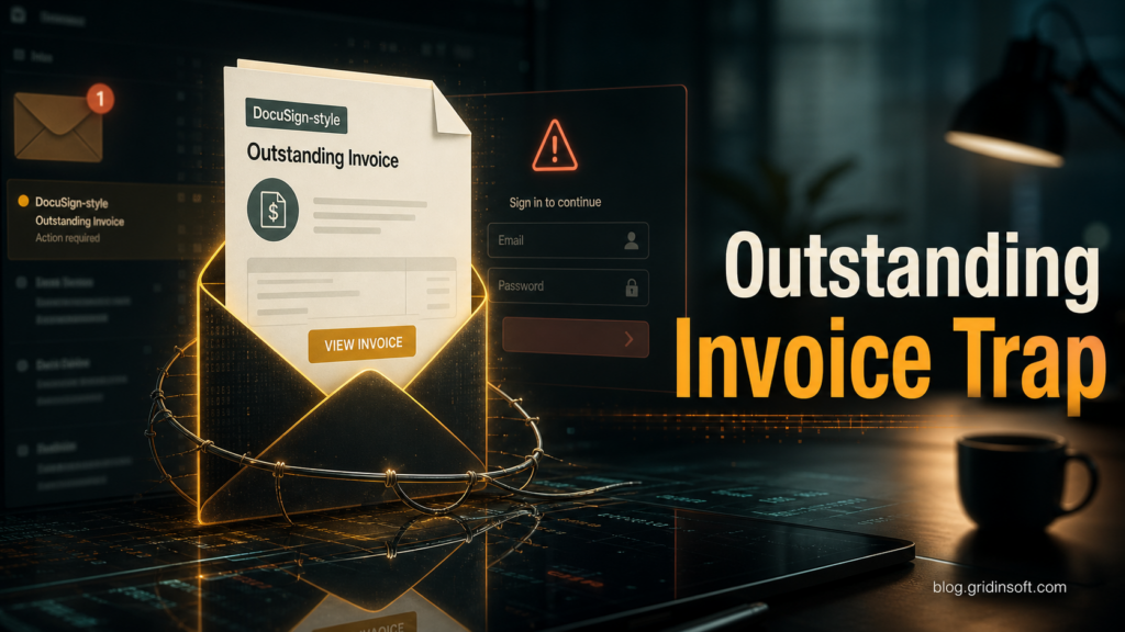 Fake outstanding invoice notification leading to a webmail sign-in trap
