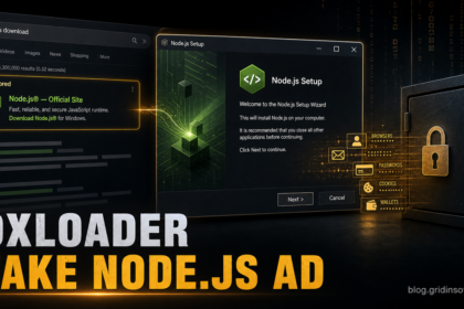 Fake Node.js sponsored result leading to OXLOADER and CastleStealer credential theft.