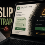 Fake payslip notification leading to a credential-stealing login page