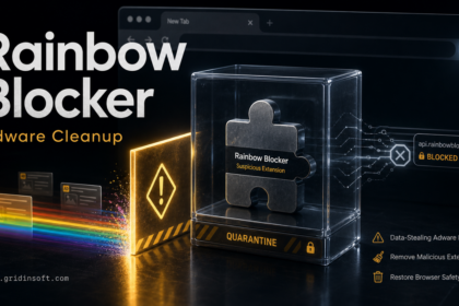 Rainbow Blocker browser extension trapped as adware cleanup warning.