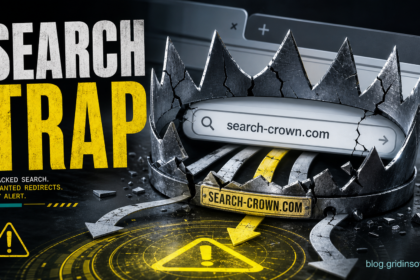 A browser search box caught in a Search-crown.com redirect trap.