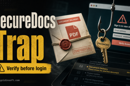SecureDocs document delivery phishing trap with a fake login hook