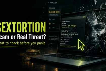 Sextortion scam or real threat warning poster
