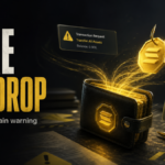 Fake SOL Drop wallet drain warning showing a crypto wallet and risky transaction prompts.