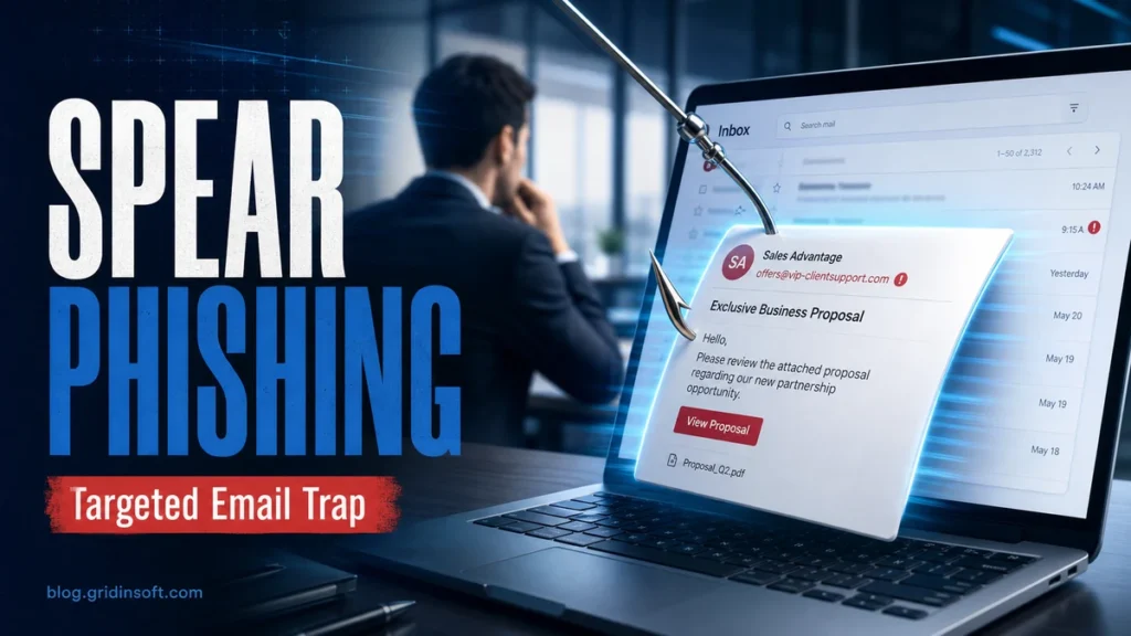 Spear phishing targeted email trap illustration