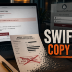 Fake SWIFT confirmation copy email leading to a phishing login trap.