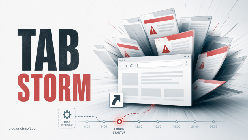Browser opens multiple tabs by itself because redirects or Windows persistence can trigger a tab storm.