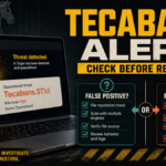 Trojan:Win32/Tecabans.ST!cl alert decision screen showing false-positive and real-infection checks.