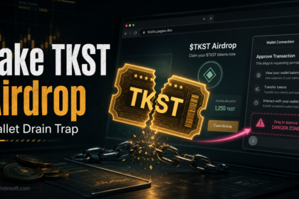 Fake TKST airdrop page pulling a wallet approval into a danger zone